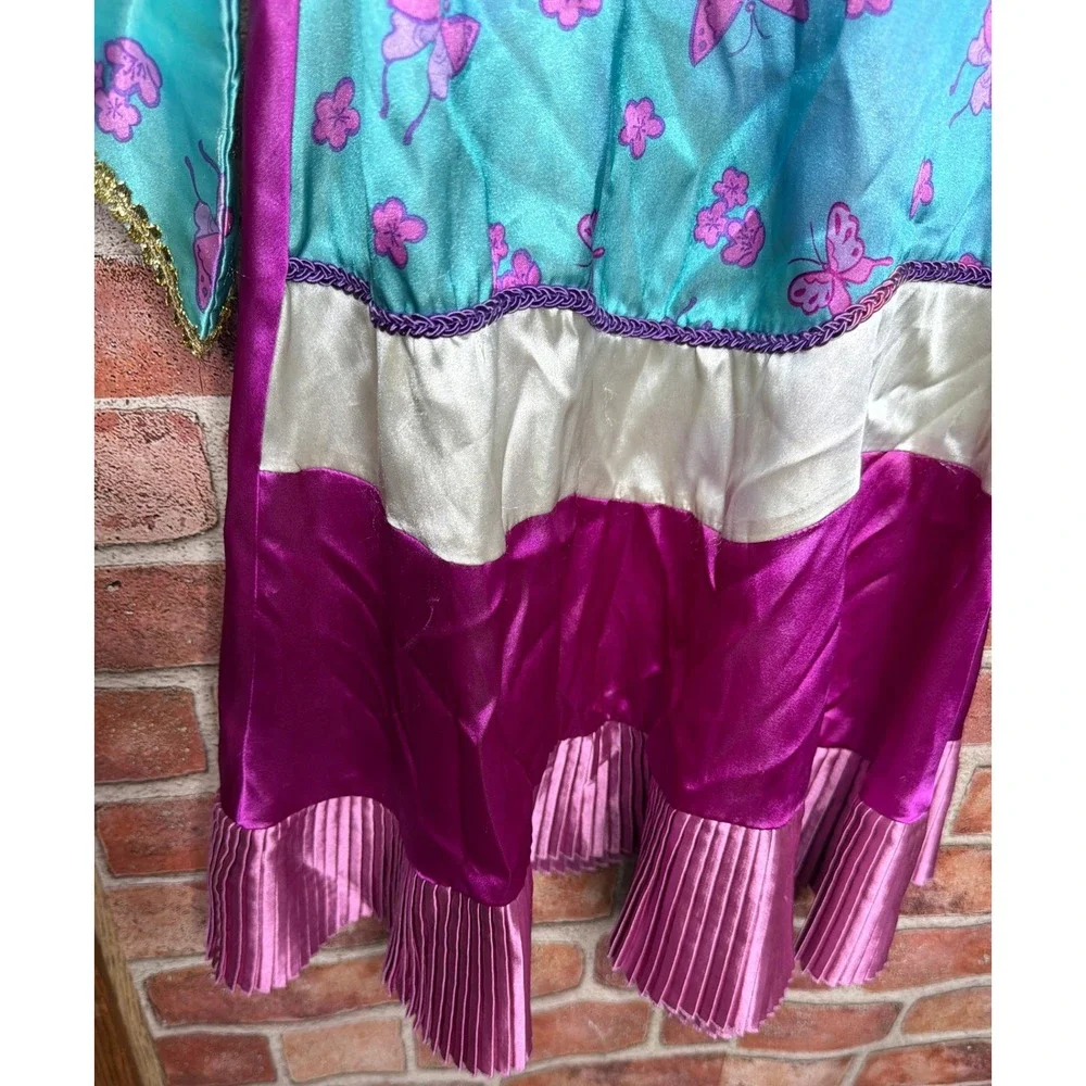 Disney Store Mulan Costume‎ Dress Kids 6/6X Purple Teal Butterfly Satin Dress Up